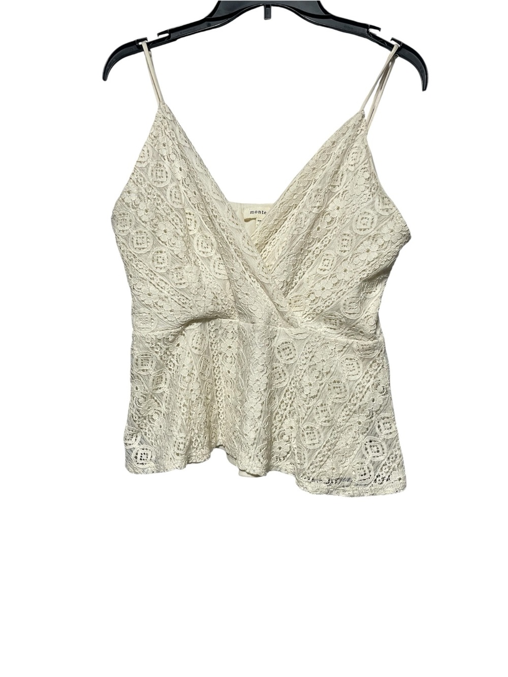 Ivory/Cream Lace Peplum Cami Top Womens size Large - Picture 2 of 2